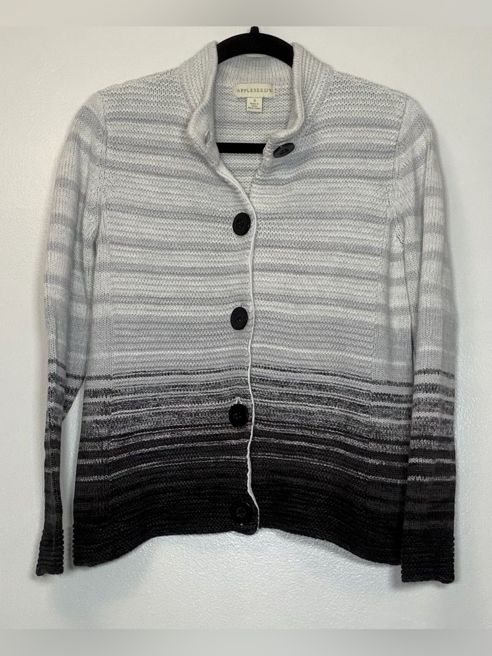Appleseed's Ombre Gray-to-Black Button Cardigan